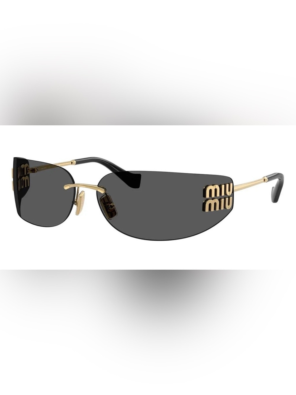 Rimless Wrap Around Dark Gray Luxury Sunglasses used once ! Excellent condition